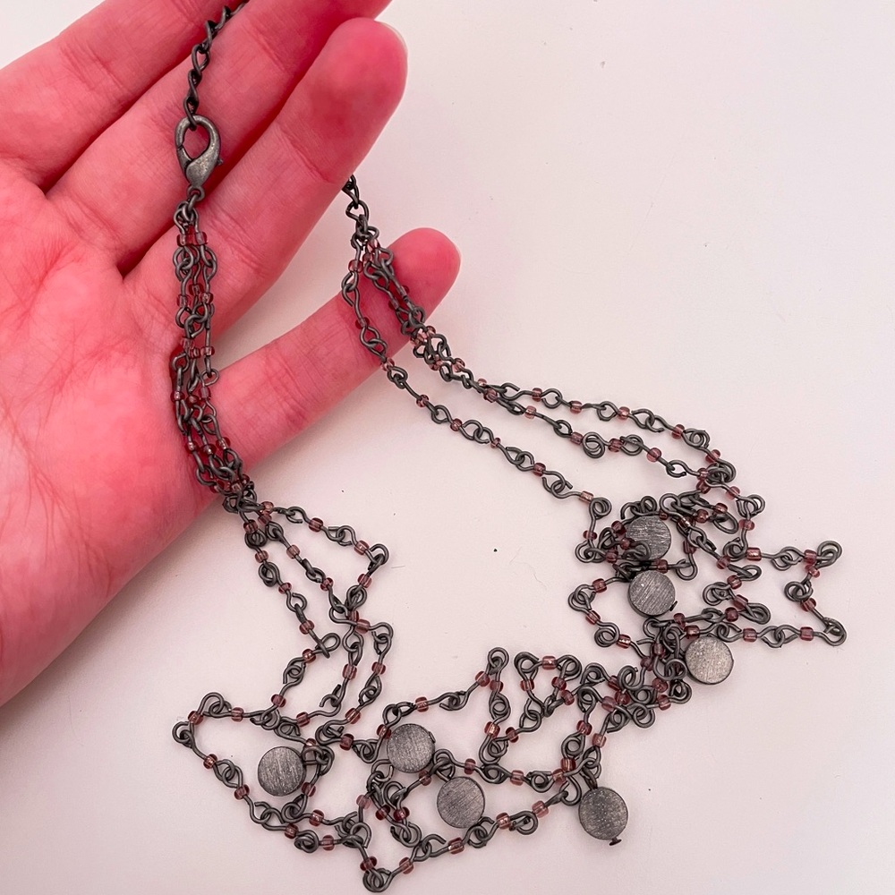 Vintage 90’s / Y2K Purple Beaded Whimsical Goth Halloween Punk Charm Necklace